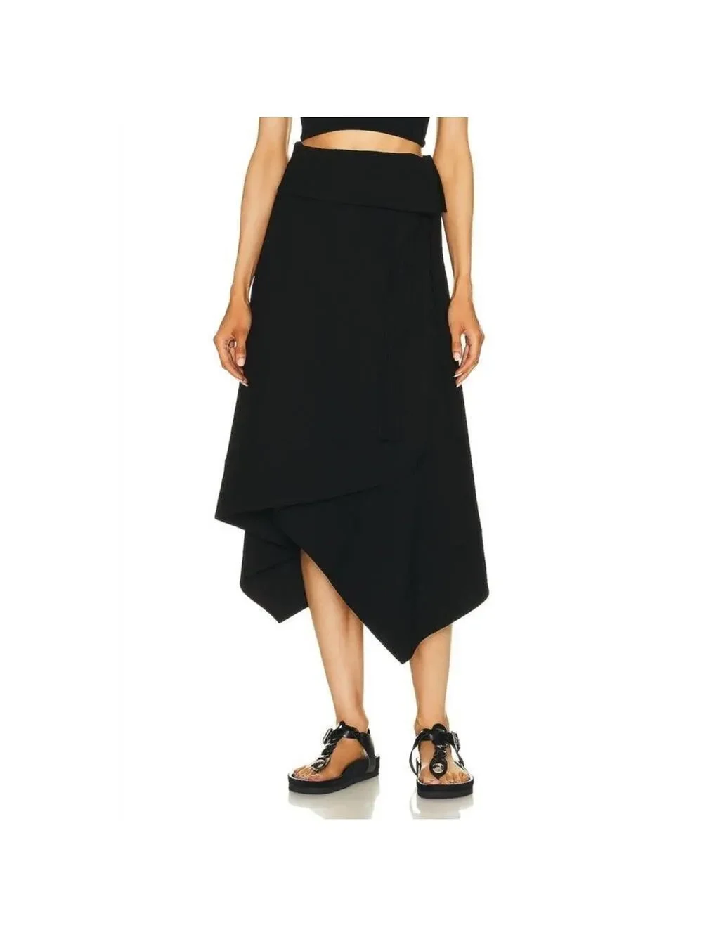 NEW A.L.C. Mackenzie Linen Midi Wrap Skirt Black Size 10